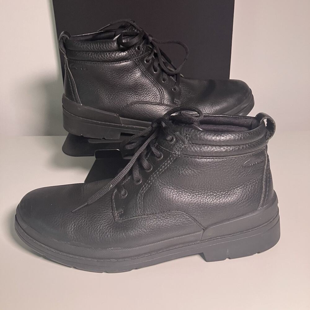 Clarks Men’s‎ Size 10 Lined Black Leather Chukka Ankle Boots Work Biker 13291